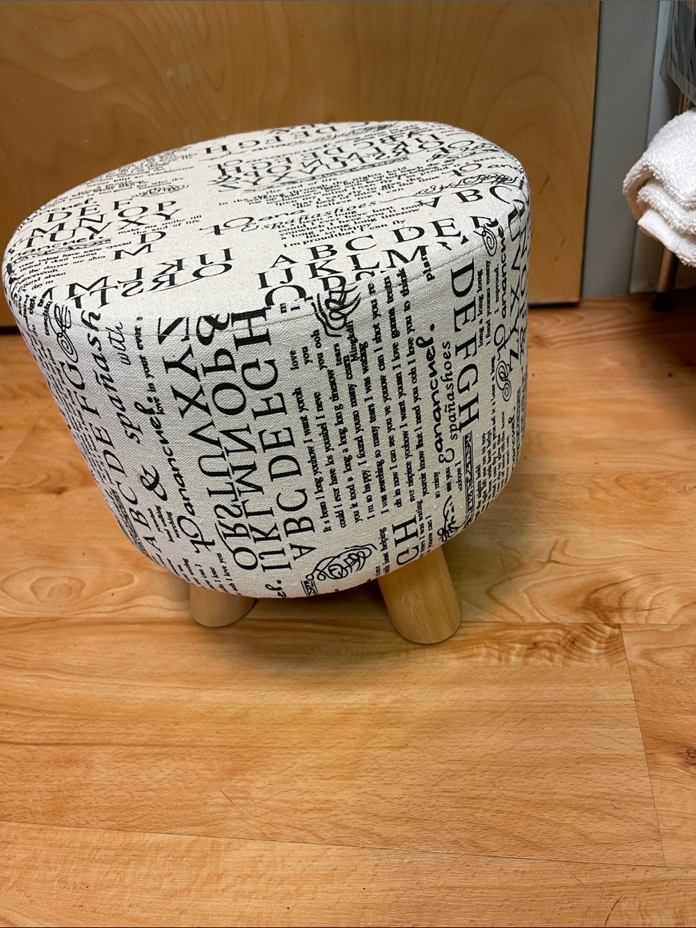 Printed Alphabet Accent Stool in Black and Cream - Unbranded